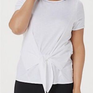 AnyBody Classic White Tie-Front Short Sleeve Tee